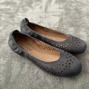 Josef Seibel Ballet Flats Shoes 37 US 6.5 Blue Gray Leather Slip On